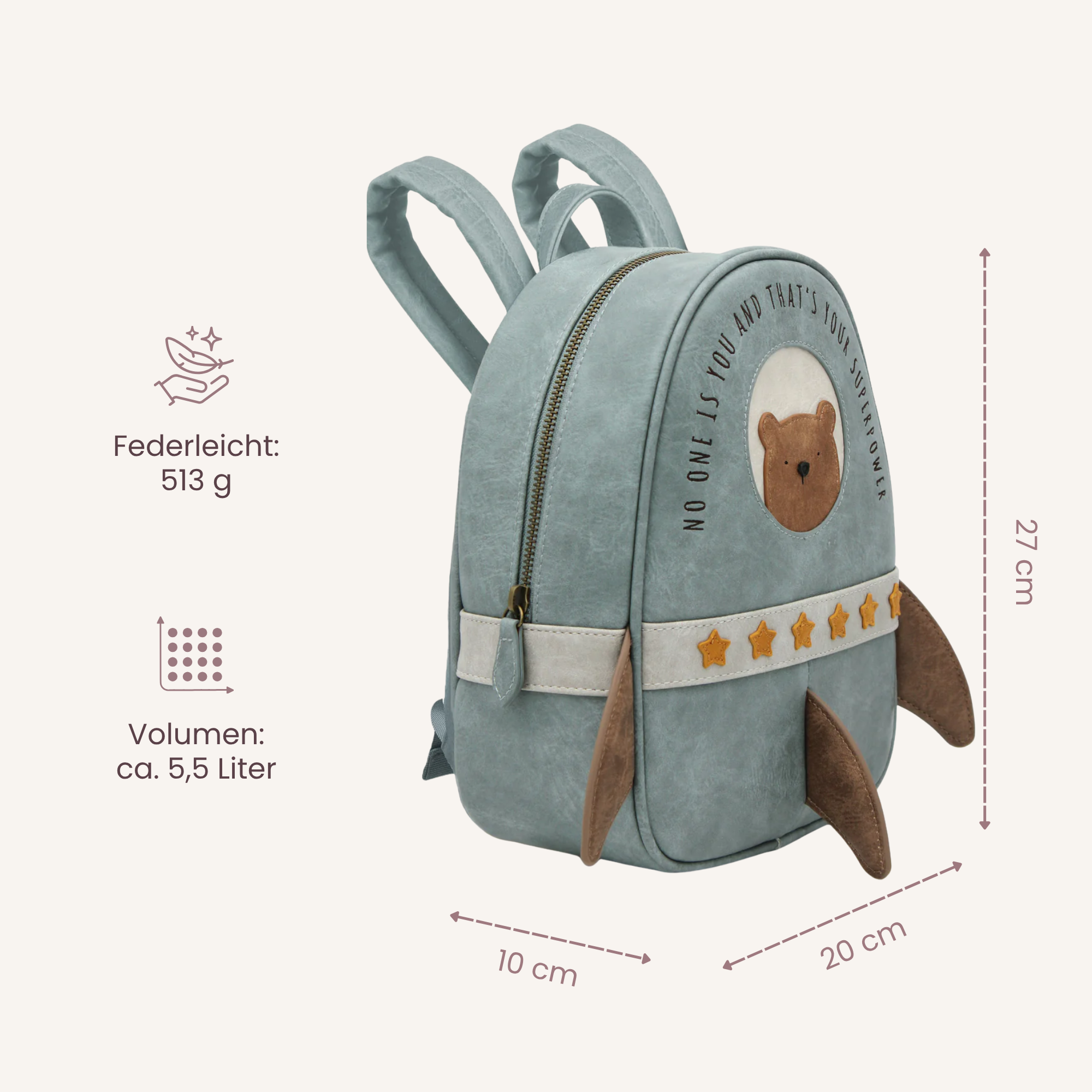 Little Who großer Kinderrucksack Rakete Cooper