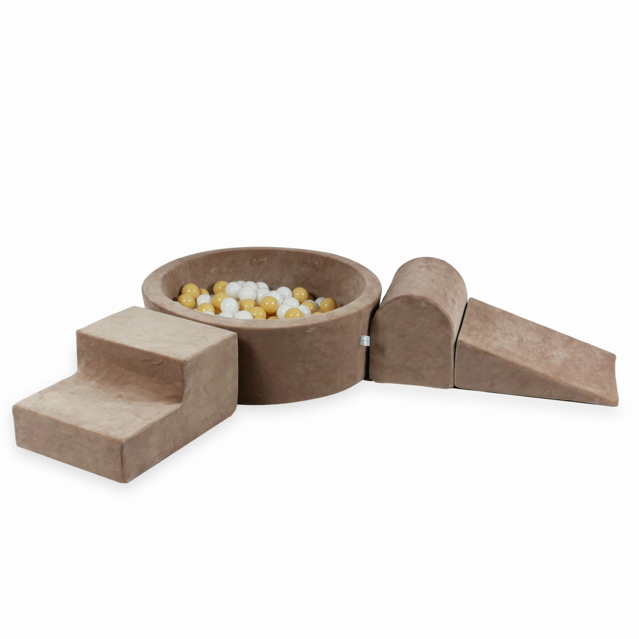 MiMii-Schaumspielset-B-llebad-rund-VELVET-Soft-dunkelbeige-mit-200-B-llen