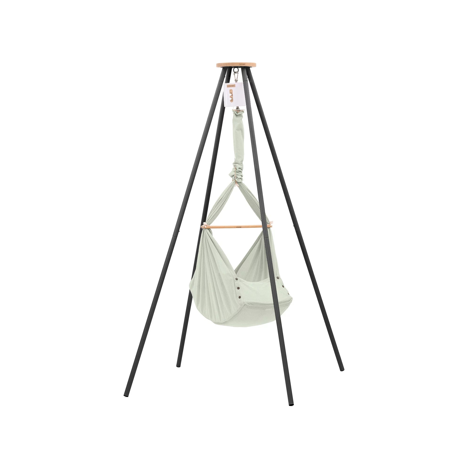 NONOMO-Heavenly-Dreams-Federwiege-mit-Motor-weiss-Gestell-TIPI-anthrazit-Olive-N-PBCO-MOVWH-TIPI4A-01