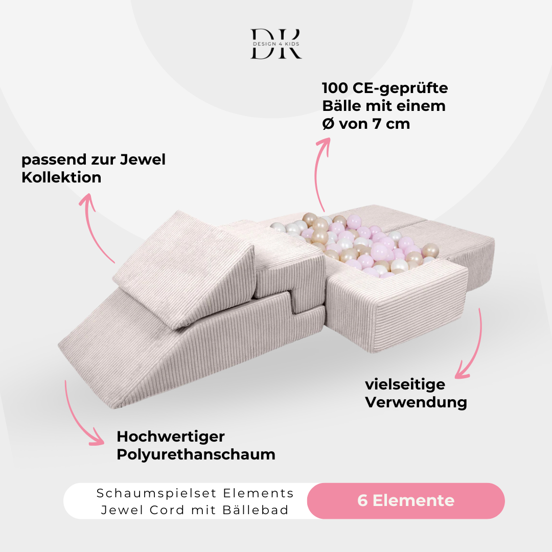 Design4Kids Schaumspielset Elements Jewel Cord mit Bällebad & 100 Bälle