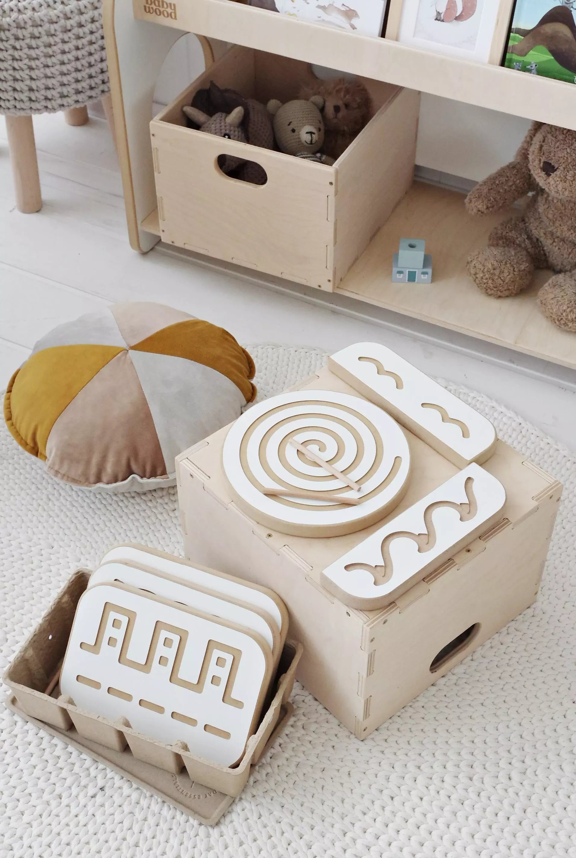 BabyWood Montessori 2-in-1 Wooden Bookshelf for Books and Toys