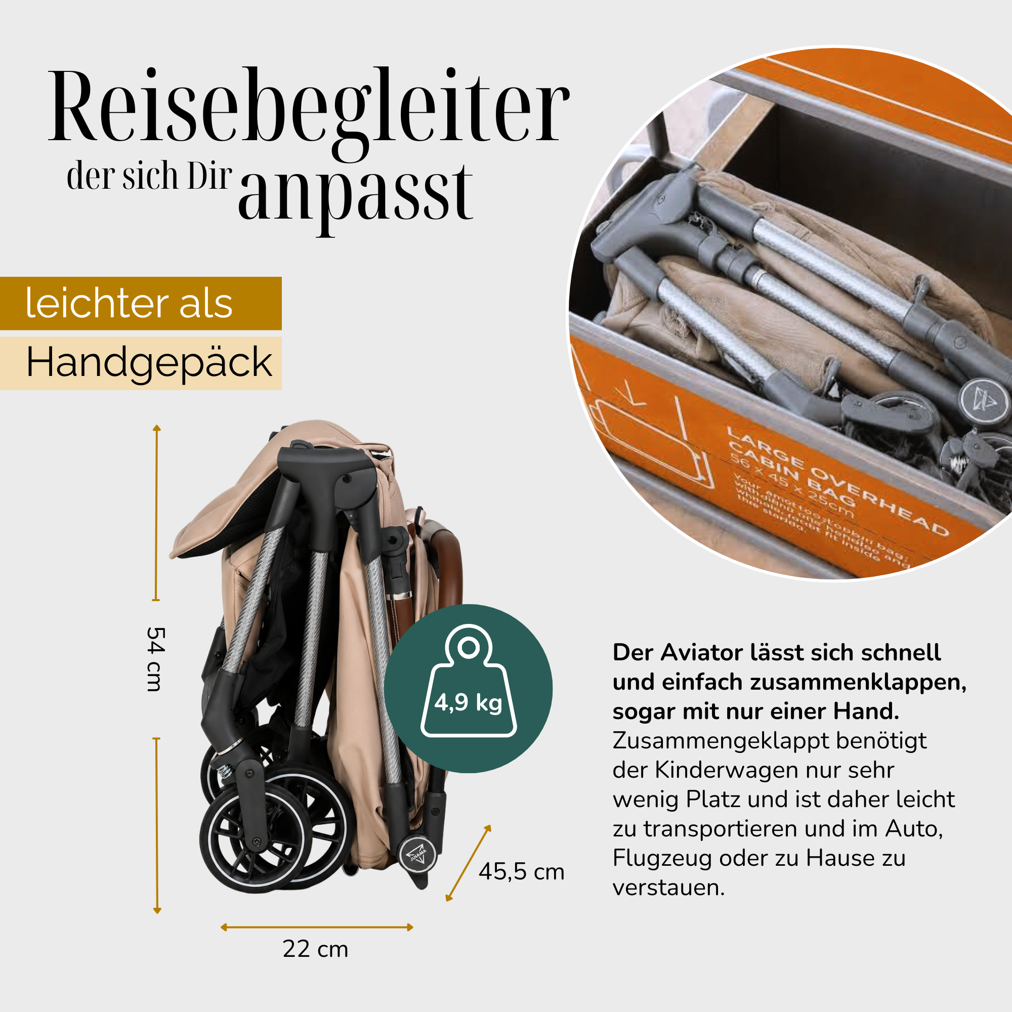 JUNAMA Reisebuggy AVIATOR - faltbar, fürs Handgepäck
