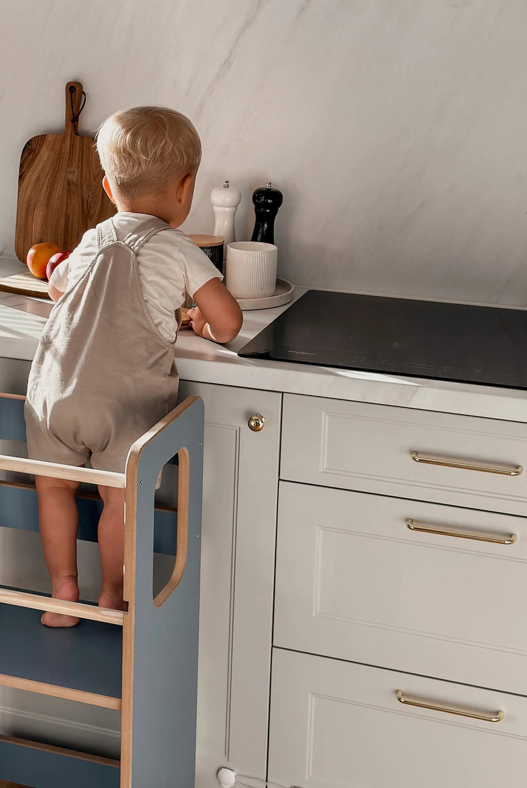 Lernturm-SLIM-M-double-blau-Babywood
