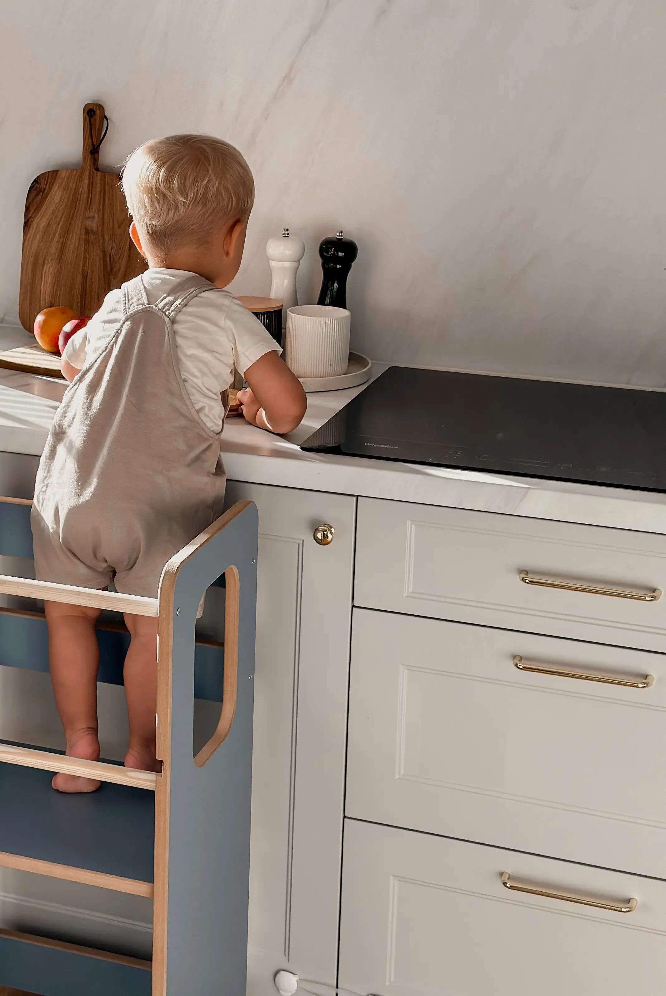 Lernturm-SLIM-M-double-blau-Babywood