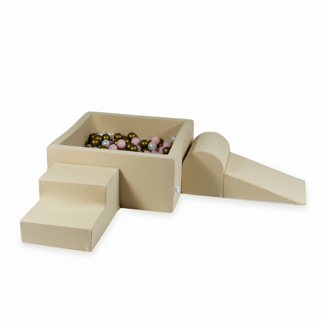 MiMii-Schaumspielset-B-llebad-eckig-Jersey-Beige-mit-400-B-llen