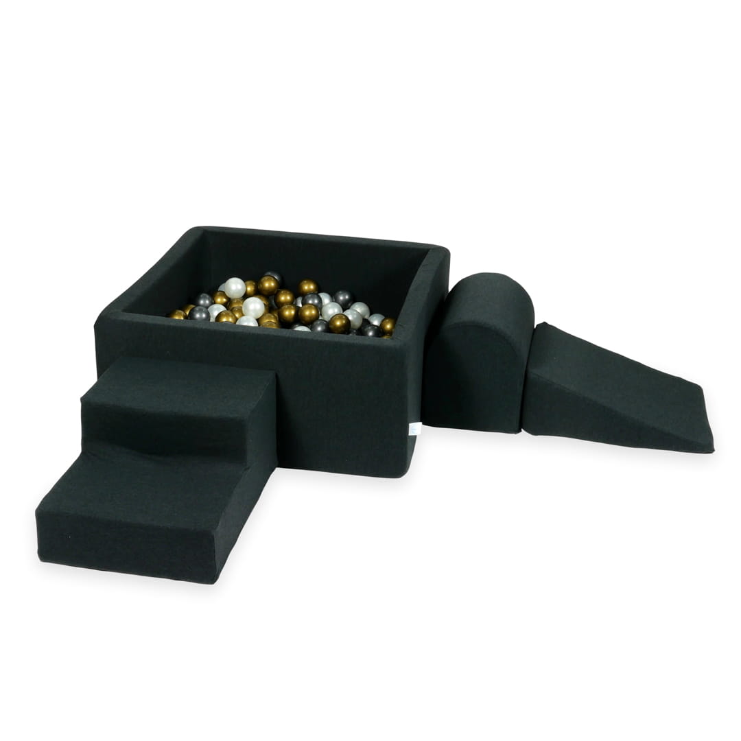 MiMii-Schaumspielset-B-llebad-eckig-Jersey-Graphit-mit-400-B-llen