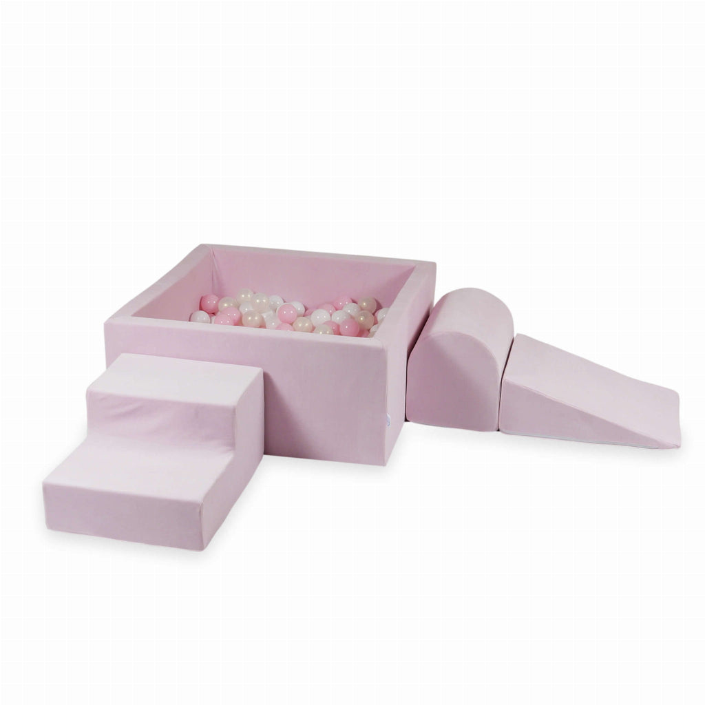 MiMii-Schaumspielset-B-llebad-eckig-VELVET-Soft-hellpink-mit-400-B-llen