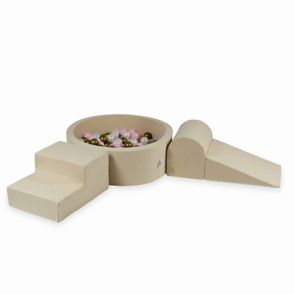 MiMii-Schaumspielset-B-llebad-rund-Jersey-Beige-mit-200-B-llen