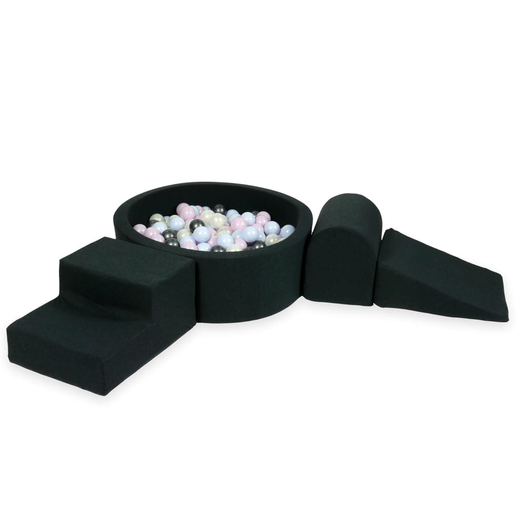MiMii-Schaumspielset-B-llebad-rund-Jersey-Graphit-mit-200-B-llen