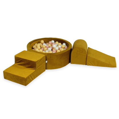 MiMii-Schaumspielset-B-llebad-rund-VELVET-Gold-mit-200-B-llen