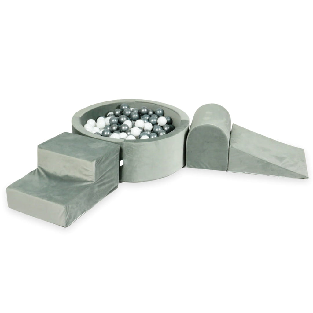 MiMii-Schaumspielset-B-llebad-rund-VELVET-Grau-mit-200-B-llen