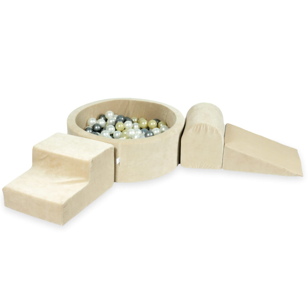 MiMii-Schaumspielset-B-llebad-rund-VELVET-Soft-Beige-mit-200-B-llen