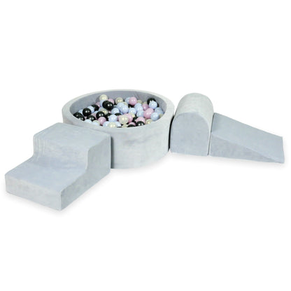 MiMii-Schaumspielset-B-llebad-rund-VELVET-Soft-hellgrau-mit-200-B-llen