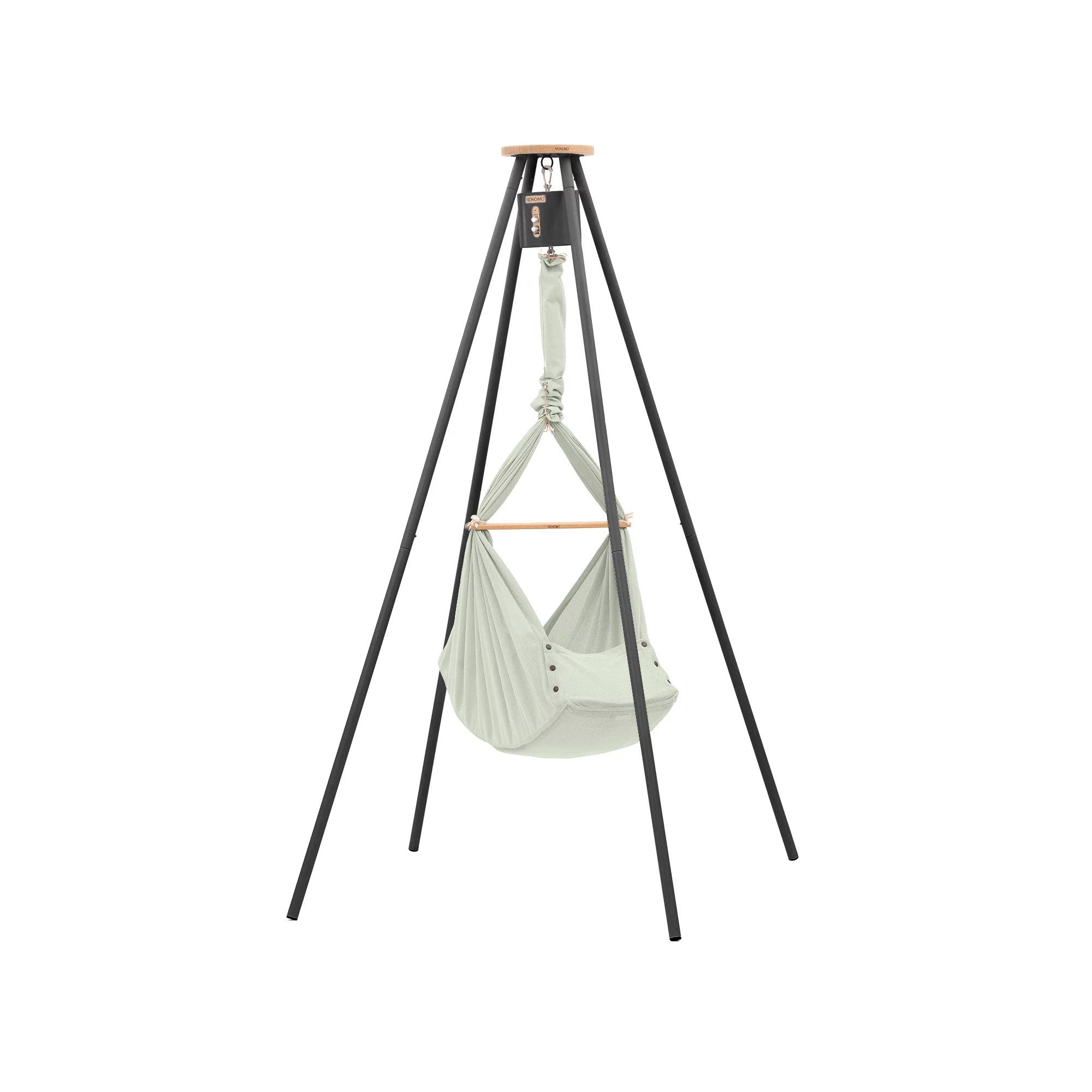 NONOMO-Heavenly-Dreams-Federwiege-mit-Motor-anthrazit-Gestell-TIPI-anthrazit-Olive-N-PBCO-MOVA-TIPI4A-01