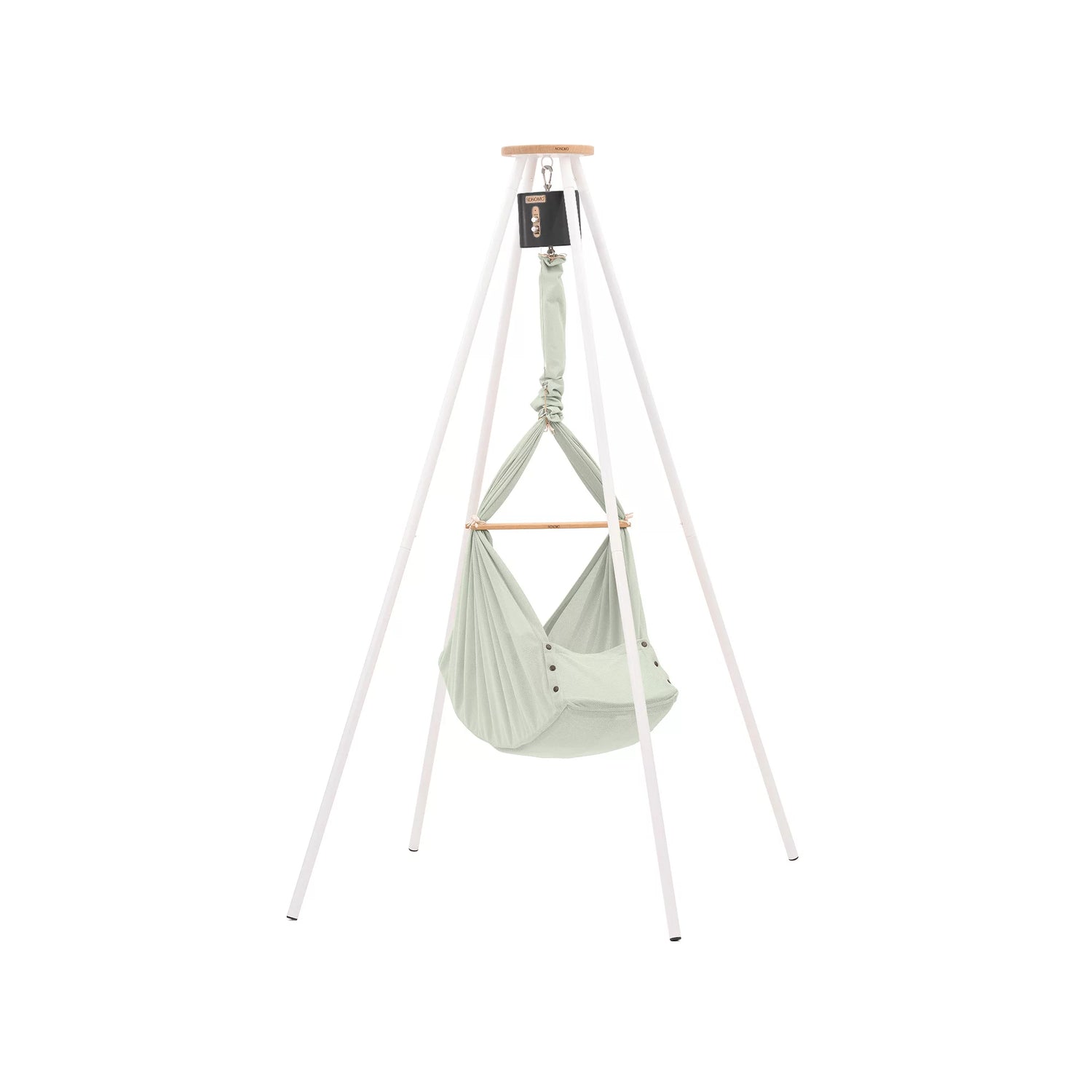 NONOMO-Heavenly-Dreams-Federwiege-mit-Motor-anthrazit-Gestell-TIPI-weiss-Olive-N-PBCO-MOVA-TIPI4WH-01