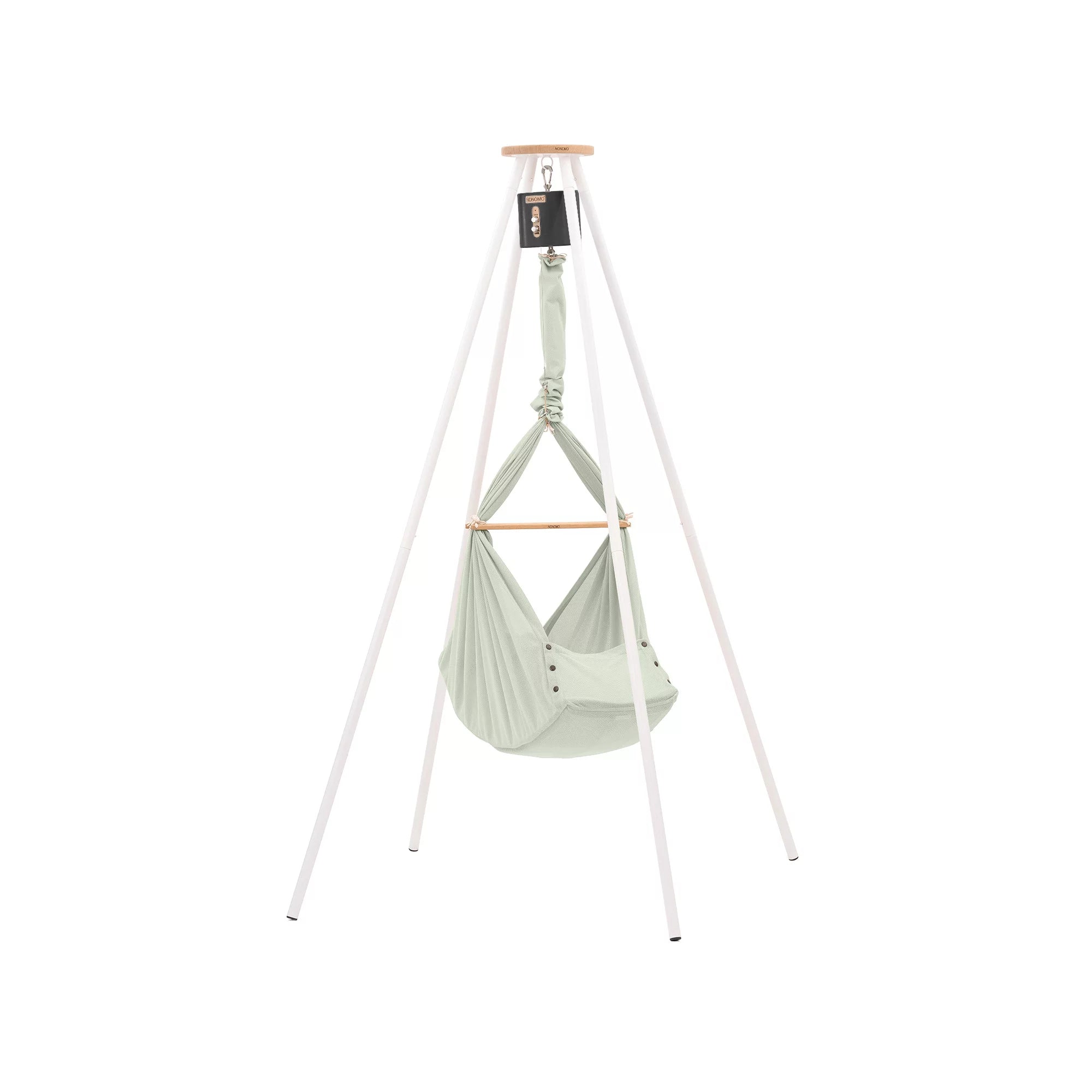 NONOMO-Heavenly-Dreams-Federwiege-mit-Motor-anthrazit-Gestell-TIPI-weiss-Olive-N-PBCO-MOVA-TIPI4WH-01