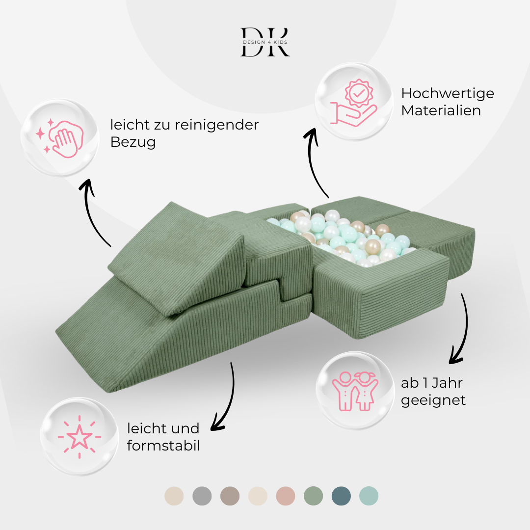 Design4Kids Schaumspielset Elements Jewel Cord mit Bällebad &amp; 100 Bälle