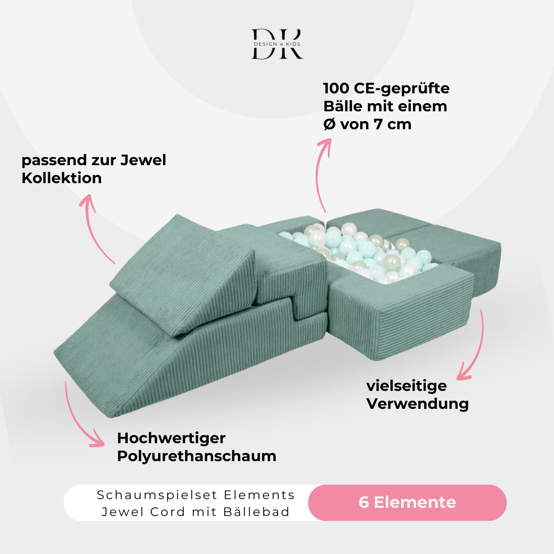 Design4Kids Schaumspielset Elements Jewel Cord mit Bällebad &amp; 100 Bälle