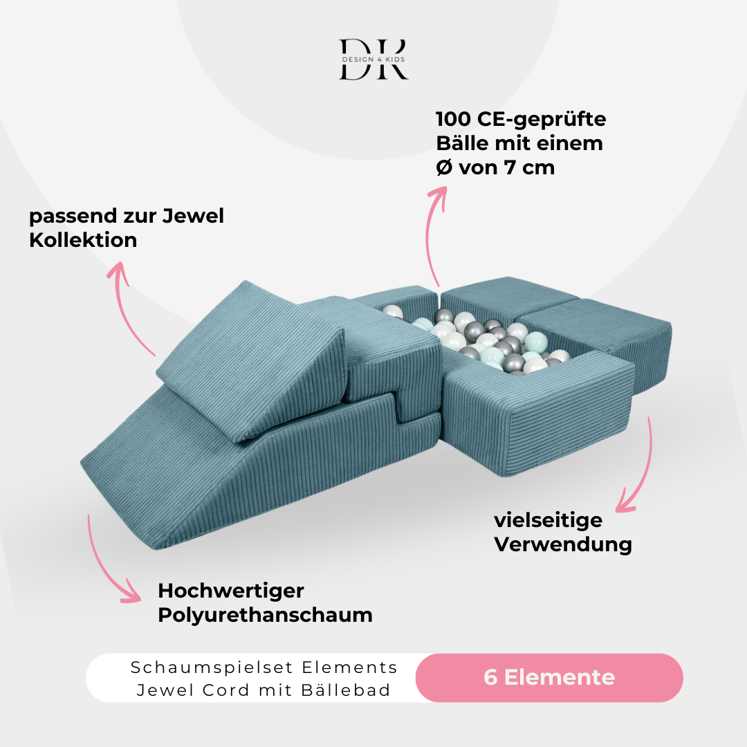 Design4Kids Schaumspielset Elements Jewel Cord mit Bällebad &amp; 100 Bälle