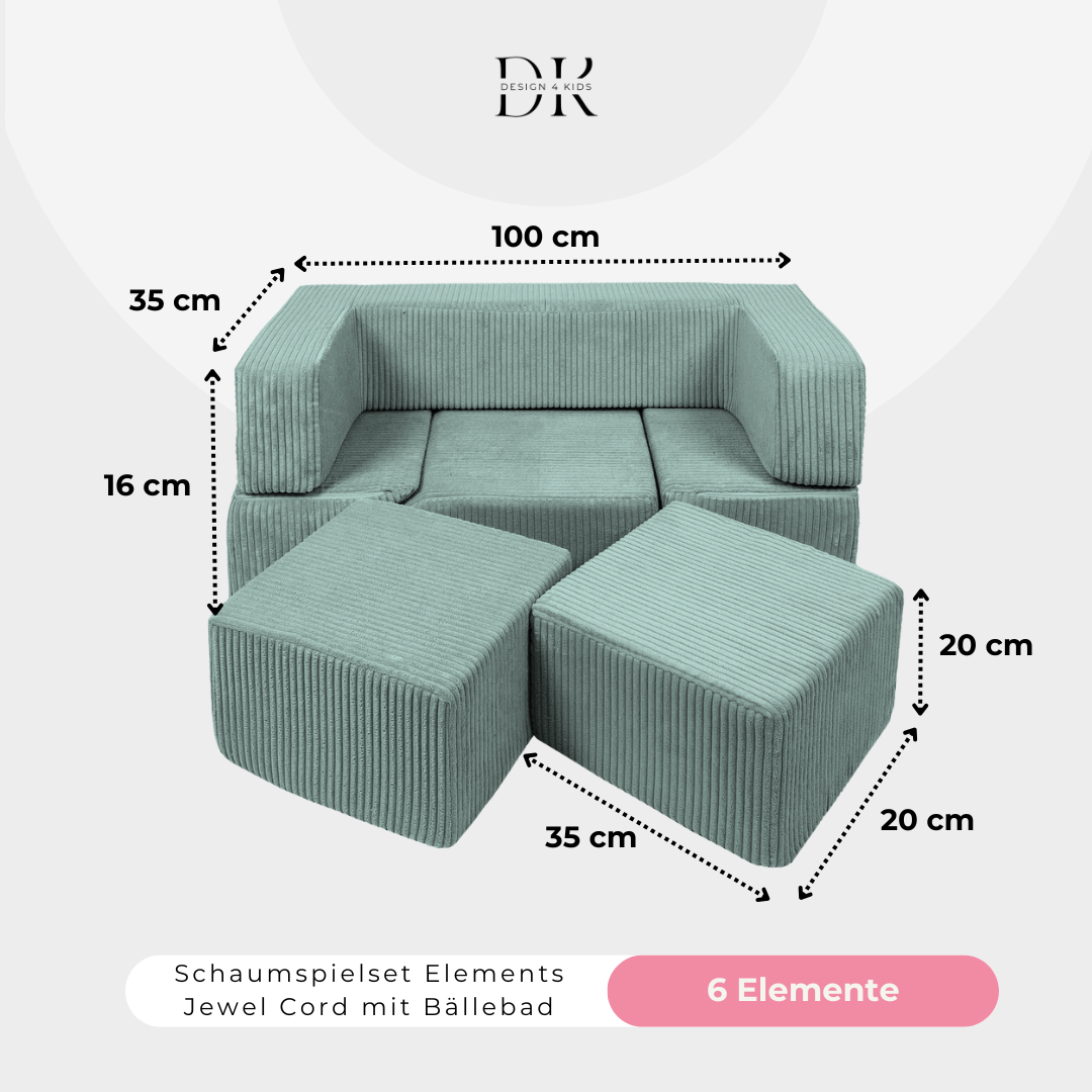 Design4Kids Schaumspielset Elements Jewel Cord mit Bällebad &amp; 100 Bälle