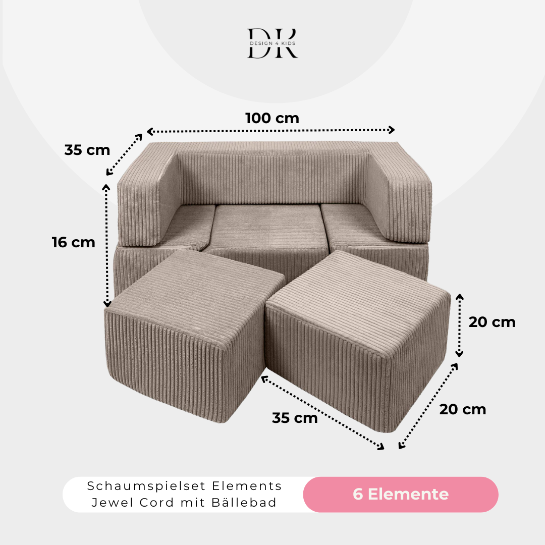 Design4Kids Schaumspielset Elements Jewel Cord mit Bällebad &amp; 100 Bälle