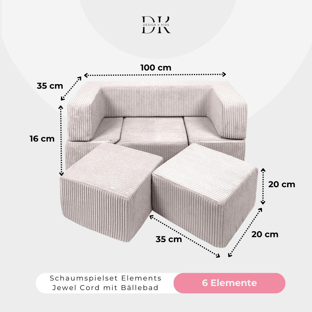 Design4Kids Schaumspielset Elements Jewel Cord mit Bällebad &amp; 100 Bälle
