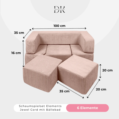 Design4Kids Schaumspielset Elements Jewel Cord mit Bällebad &amp; 100 Bälle