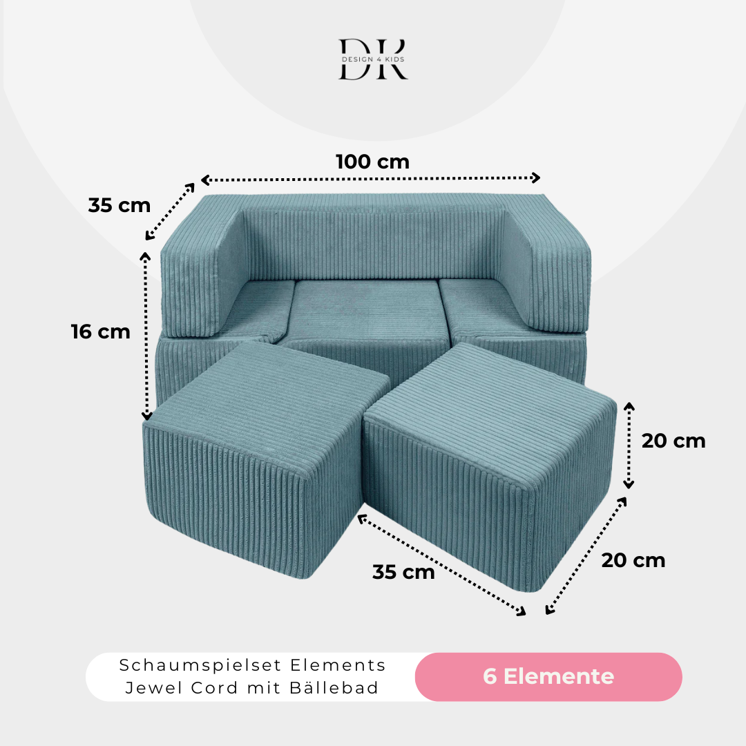 Design4Kids Schaumspielset Elements Jewel Cord mit Bällebad &amp; 100 Bälle