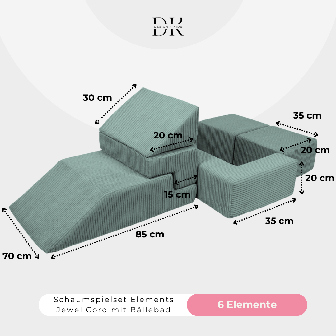 Design4Kids Schaumspielset Elements Jewel Cord mit Bällebad &amp; 100 Bälle