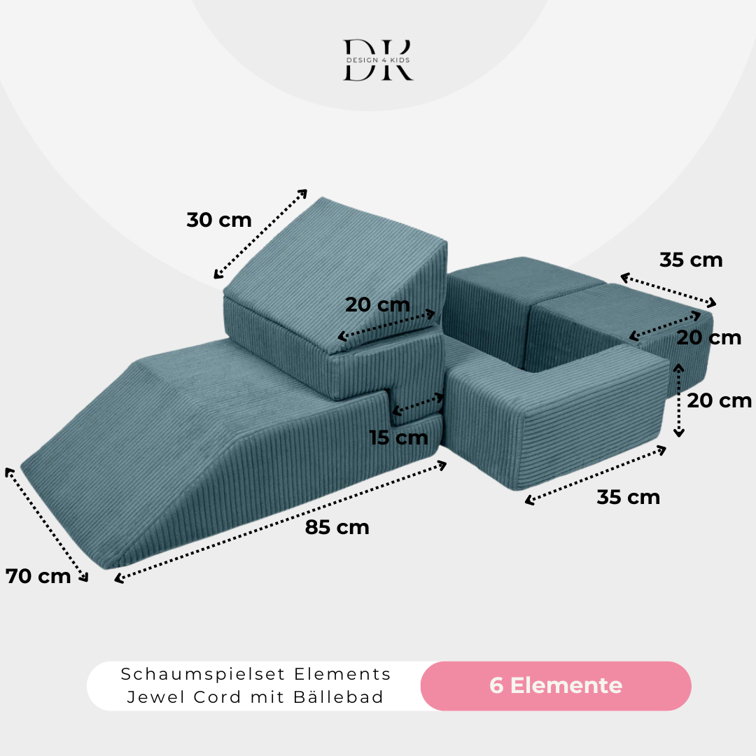 Design4Kids Schaumspielset Elements Jewel Cord mit Bällebad &amp; 100 Bälle