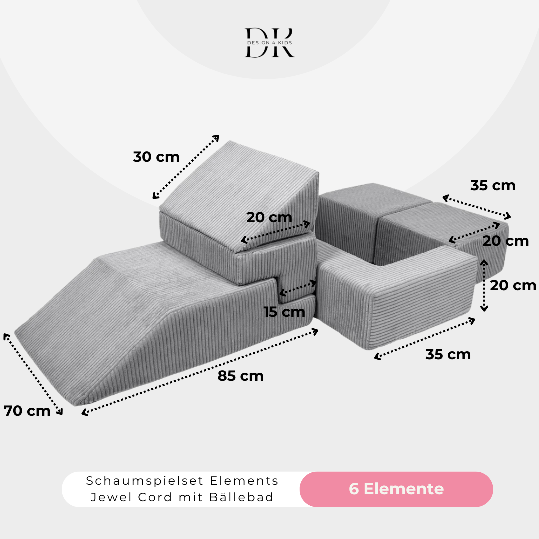 Design4Kids Schaumspielset Elements Jewel Cord mit Bällebad &amp; 100 Bälle
