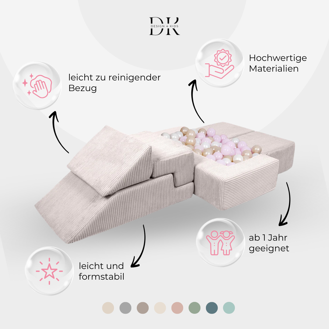 Design4Kids Schaumspielset Elements Jewel Cord mit Bällebad &amp; 100 Bälle