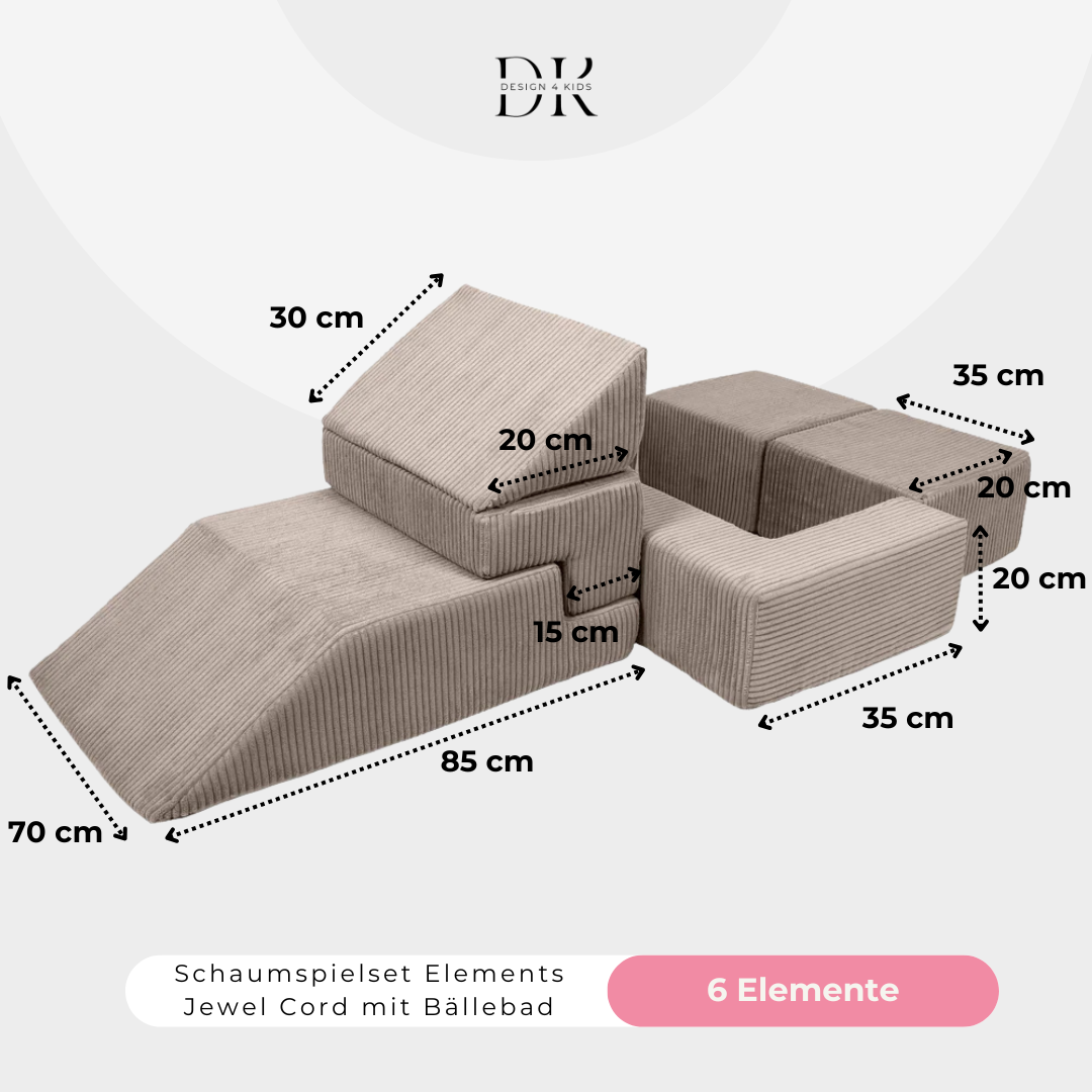 Design4Kids Schaumspielset Elements Jewel Cord mit Bällebad &amp; 100 Bälle
