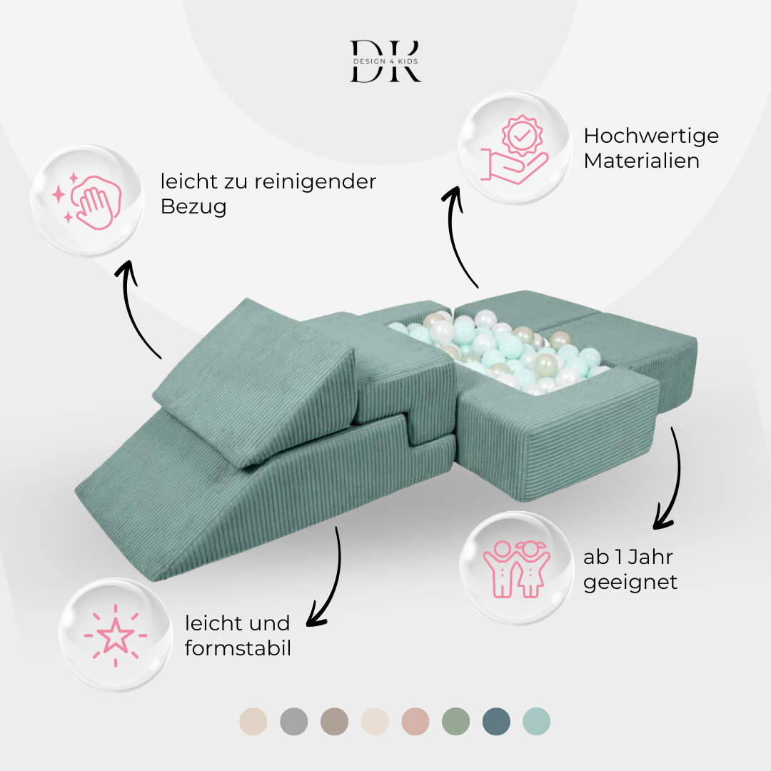 Design4Kids Schaumspielset Elements Jewel Cord mit Bällebad &amp; 100 Bälle
