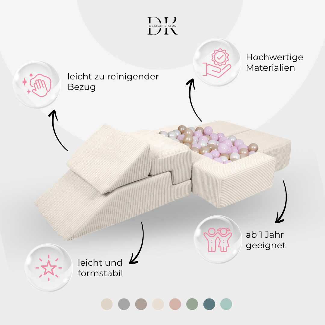 Design4Kids Schaumspielset Elements Jewel Cord mit Bällebad &amp; 100 Bälle