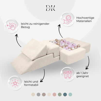 Design4Kids Schaumspielset Elements Jewel Cord mit Bällebad &amp; 100 Bälle