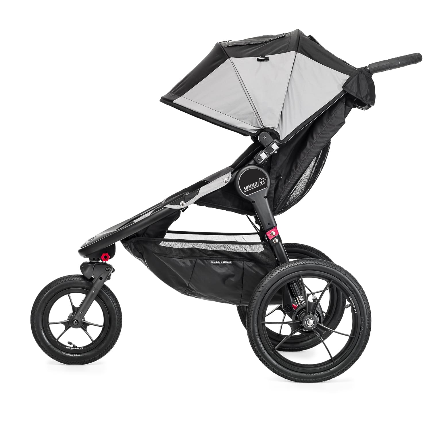 die-kleine-Schnullerbacke-Baby-Jogger-Kinderwagen-BJ31410EN-Summit-X3-Single-BlackGray-Side-View