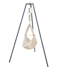 die-kleine-Schnullerbacke-QOOKIE-Swing-Federwiegen-Set-Baby-mit-Schafwoll-Matratze-Gestell-anthrazit-Triangle-creme