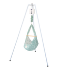 die-kleine-Schnullerbacke-QOOKIE-Swing-Federwiegen-Set-Baby-mit-Schafwoll-Matratze-Gestell-weiss-floral-mint