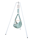 die-kleine-Schnullerbacke-QOOKIE-Swing-Federwiegen-Set-Baby-mit-Schafwoll-Matratze-Gestell-weiss-mint