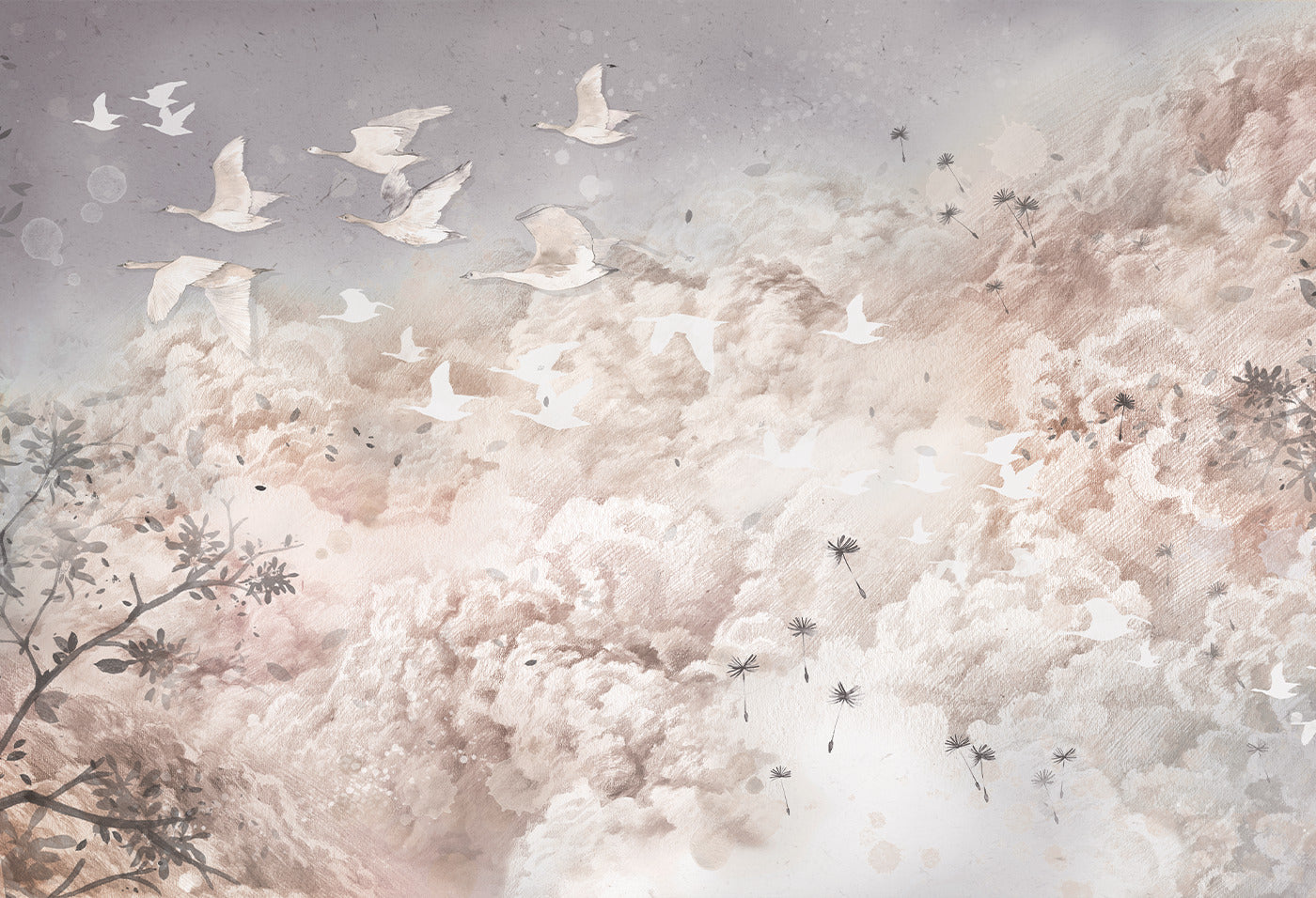dream-evening-white-tapeta-w-chmury-i-ptaki-2