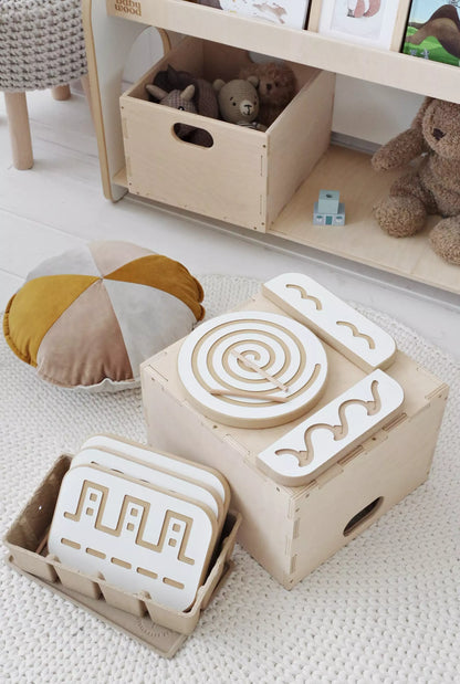BabyWood Montessori 2-in-1 Wooden Bookshelf for Books and Toys