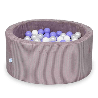 sz068-Mimii-suchy-basen-90x40-sztruks-lavender-300-pilek-biale-perlowe-wrzosowe