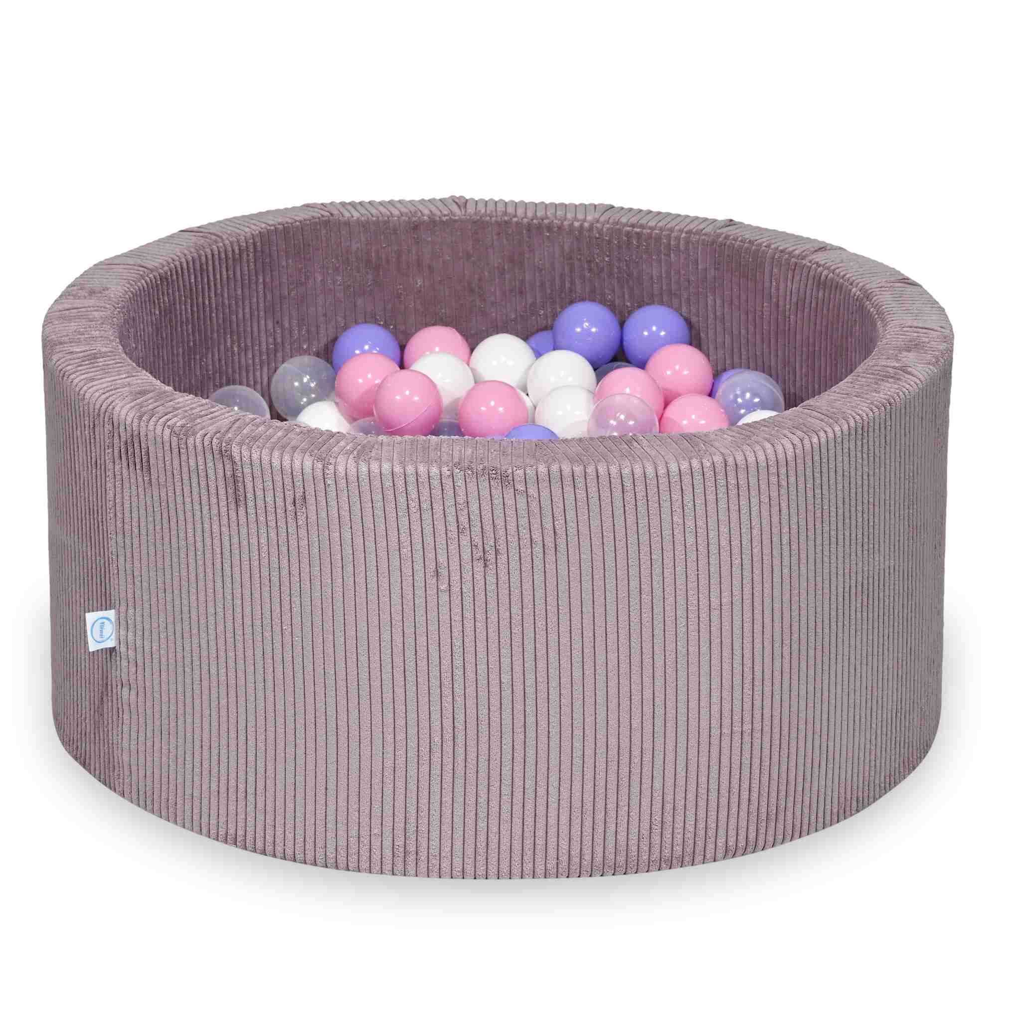 sz070-Mimii-suchy-basen-90x40-sztruks-lavender-300-pilek-przezroczyste-biale