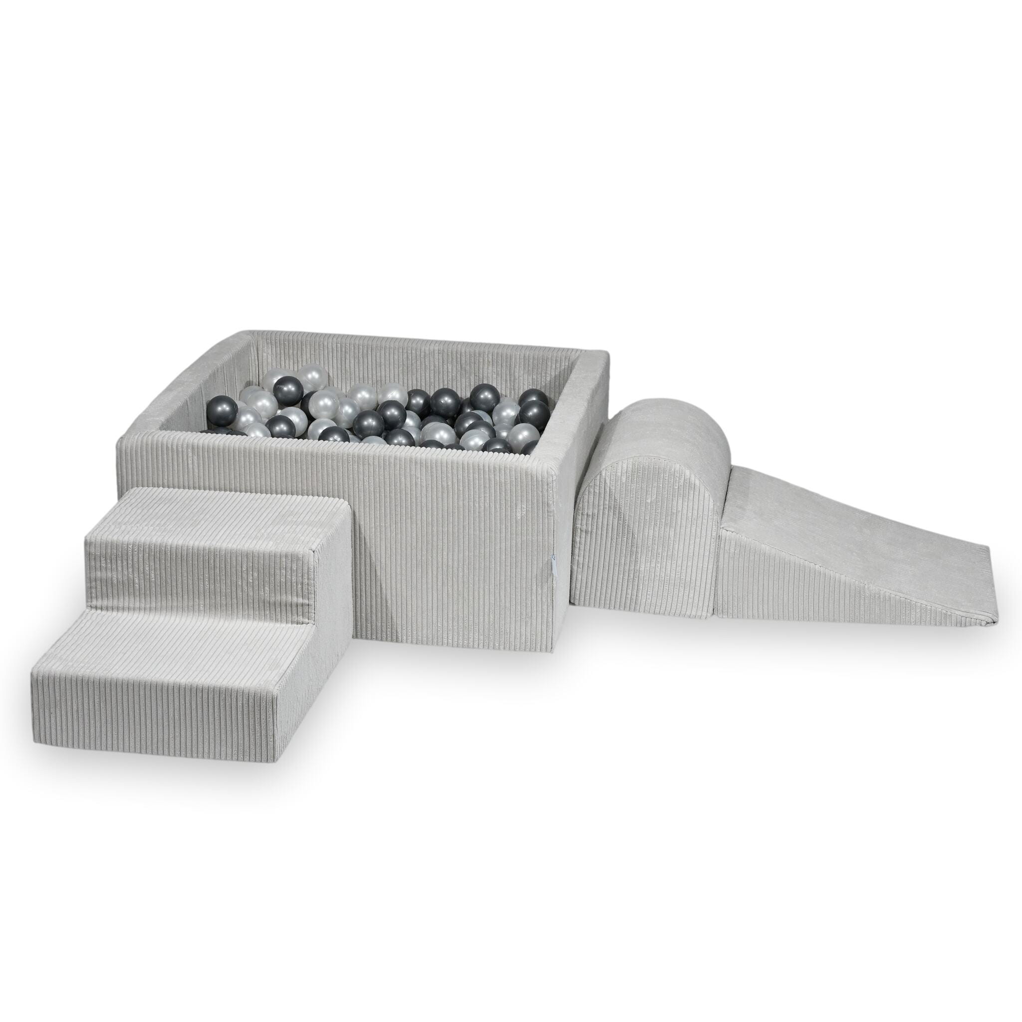 sz422-Mimii-plac-zabaw-z-90x90x40-sztruks-szary-400-pilek-perlowe-srebrne