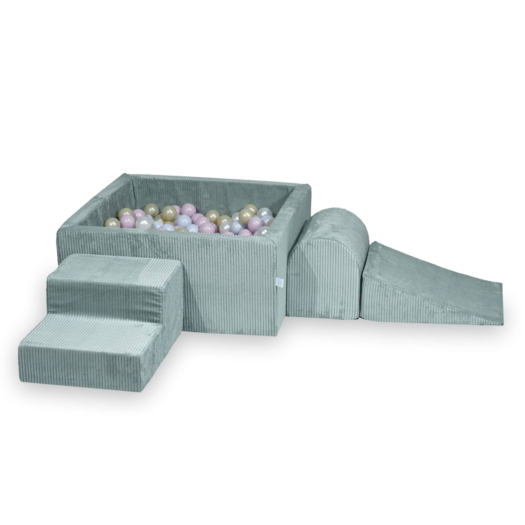 sz447-Mimii-piankowy-plac-zabaw-z-basenem-90x90x40-sztruks-jasna-mieta-400-pilek-perlowe